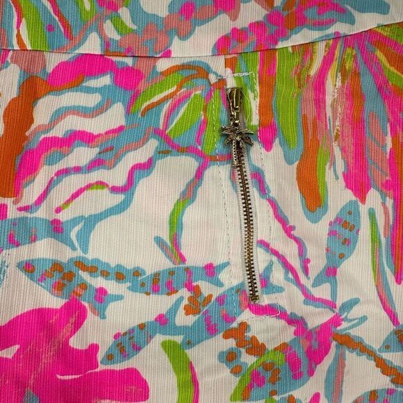 Lilly Pulitzer Skort Scuba To Cuba Womens Size 2 Colorful Preppy Palm Tree Zip - Picture 3 of 11